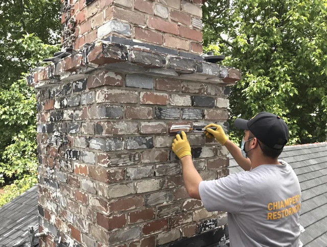 In-progress chimney restoration by Acushnet Chimney Sweep in Acushnet, MA