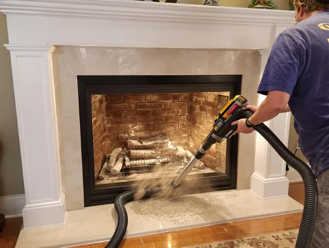 Fireplace cleaning performed by Acushnet Chimney Sweep in Acushnet, MA