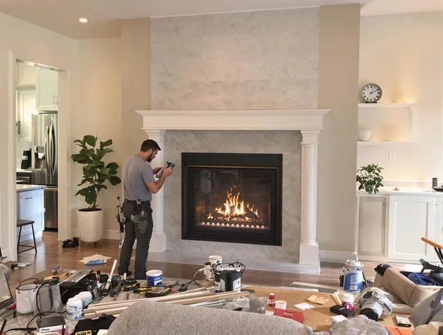 Newly installed fireplace by Acushnet Chimney Sweep in Acushnet, MA